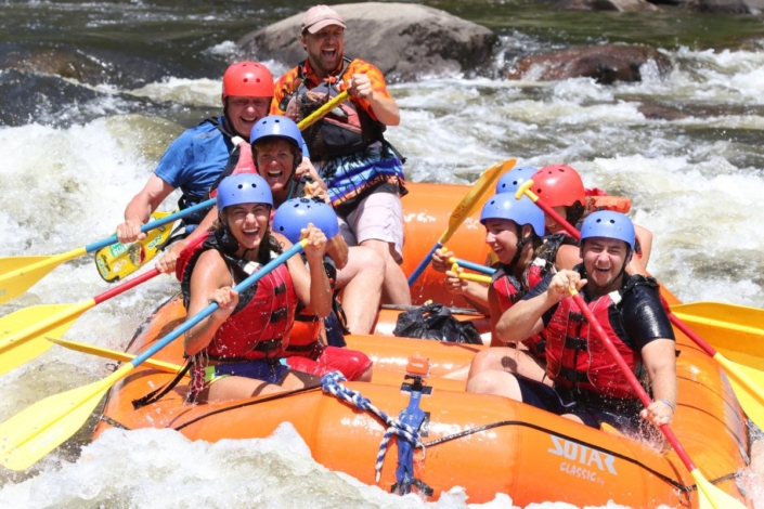 Rafters paddling Hudson River whitewater